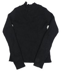 Černý žebrovaný svetr s rolákem Primark