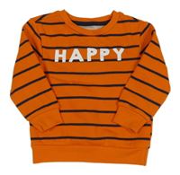 Oranžovo-tmavomodrá mikina s nápisem Primark