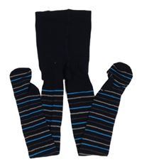 Tmavomodré pruhované punčocháče 