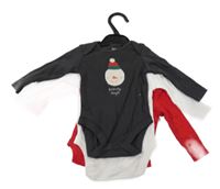 Nové - 3x - Šedé + bílé + červené body se zvířátkem F&F