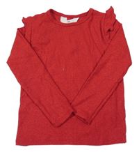 Červený třpytivý svetr s volánky H&M