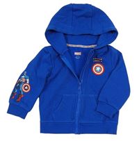 Cobaltově modrá propínací mikina s CAPTAIN AMERICA a kapucí PRIMARK