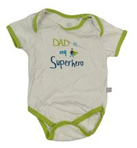 Bílo-zelené body s nápisy a super hero Liegelind