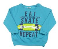 Modrozelená mikina se skateboardem a nápisy zn. INFINITY KIDS