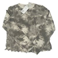 Nové - tmavošedo-smetanové batikované triko H&M