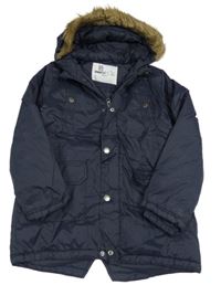 Tmavomodrá šusťáková pod/zimní parka s kapucí s kožešinou Pepperts!