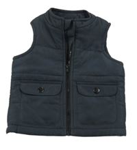 Tmavomodrošedá prošívaná šusťáková zateplená vesta F&F