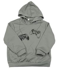 Šedá sportovní mikina s ovladači a kapucí SHEIN