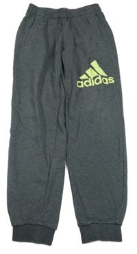 Tmavošedé melírované tepláky Adidas