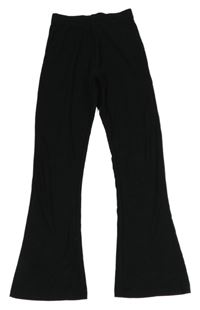 Černé žebrované flare kalhoty Nutmeg