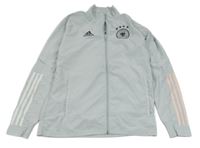 Světlešedo/růžová kostkovaná šusťáková funkční fotbalová bunda Deutscher Adidas