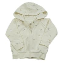 Smetanová propínací mikina s kytičkami a kapucí PRIMARK