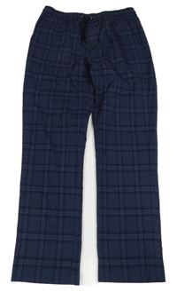 Tmavomodro-černé kostkované melírované chino slavnostní kalhoty Next