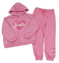 2Set - Růžová mikina s logem - Barbie a srdíčkem a kapucí + tepláky H&M