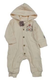 Nové - smetanová žebrovaná kombinéza s kočičkou a kapucí orsolino