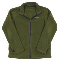 Khaki fleecová funkční propínací mikina s logem berghaus