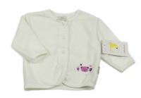 Nové - bílá fleecová propínací mikina s medvídkem 