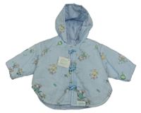 Nové - světlemodrý zateplený kabátek se zvířátkem a kapucí Cuddles
