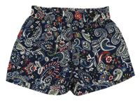 Tmavomodré kraťasy s kytičkami a vzory SB&SC