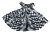 Tmavomodro-bílé kostkované plátěné šaty s volánkem F&F
