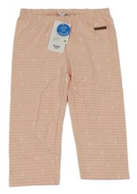 Nové - světlerůžovo-bílé pruhované melírované capri legíny s kotvami YIGGA