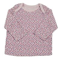 Světlerůžové žebrované triko s kytičkami Nutmeg