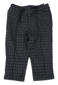 Tmavošedo/tmavomodro-černé kostkované kalhoty H&M