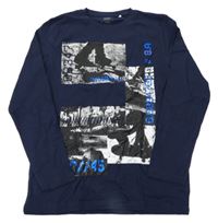 Tmavomodré triko se skateboardy YIGGA