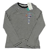 Černo-bílé pruhované triko s nápisem M&S