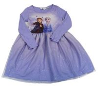 Lila bavlněno/tylové šaty s Frozen zn. H&M
