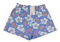 Modré květované bavlněné kraťasy zn. H&M