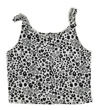 Bílý žebrovaný crop top s leopardím vzorem George