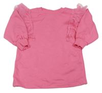 Růžové teplákové šaty s tylovými volánky H&M