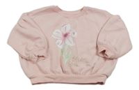 Růžová oversize mikina s květinou Matalan