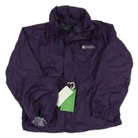 Nové - Fialová šusťáková nepromokavá funkční bunda s ukrývací kapucí + sáček Mountain Warehouse