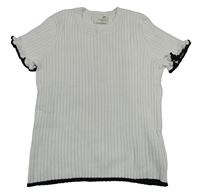 Bílé žebrované pletené tričko H&M