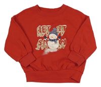 Červená mikina se sněhulákem Next