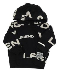 Černá mikina s nápisy a kapucí Next