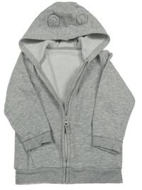 Šedá melírovaná propínací mikina s kapucí s oušky George