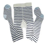 Smetanovo-tmavomodré pruhované punčocháče H&M