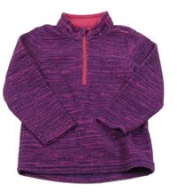 Fuchsiovo-černá vzorovaná fleecová funkční mikina Quechua