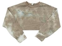 Hnědá batikovaná crop mikina Shein