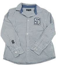 Bílo-modro-černá kostkovaná košile s písmenem C&A