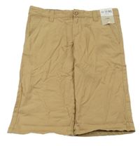 Nové - Hnědé plátěné regular chino kraťasy Denim Co.