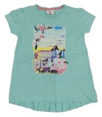 Tyrkysové melírované tričko s potiskem Topolino