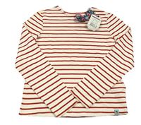 Nové - Smetanovo-červené pruhované třpytivé mikinotriko s mašlí Sergent Major