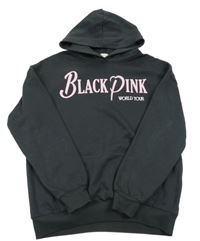 Antracitová hudební mikina s nápisem a kapucí - Black Pink H&M