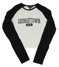 Bílo-černé crop triko s nápisem New Look