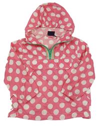 Růžová puntíkatá šusťáková nepromokavá bunda s kapucí Mini Boden