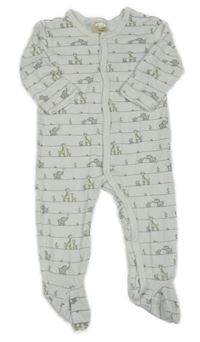 Bílý pruhovaný overal se slony a žirafami